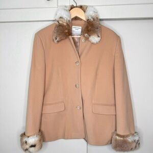 Vintage, Charles London,England made,  20% Cashmere,65% wool fur collar coat XL